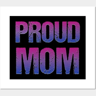 Distressed Bisexual Proud Mom Mothers Day Bi Pride Flag Posters and Art